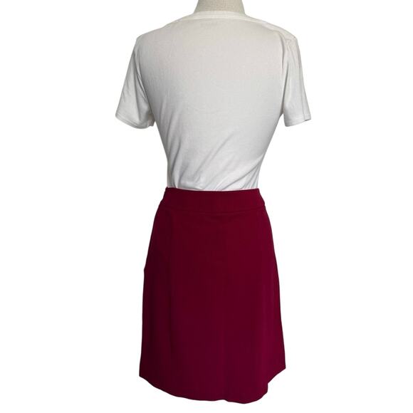 Talbots Women's 4P Vintage Red Ponte Wrap Acadamia Preppy Career Modest Skirt - Picture 4 of 14